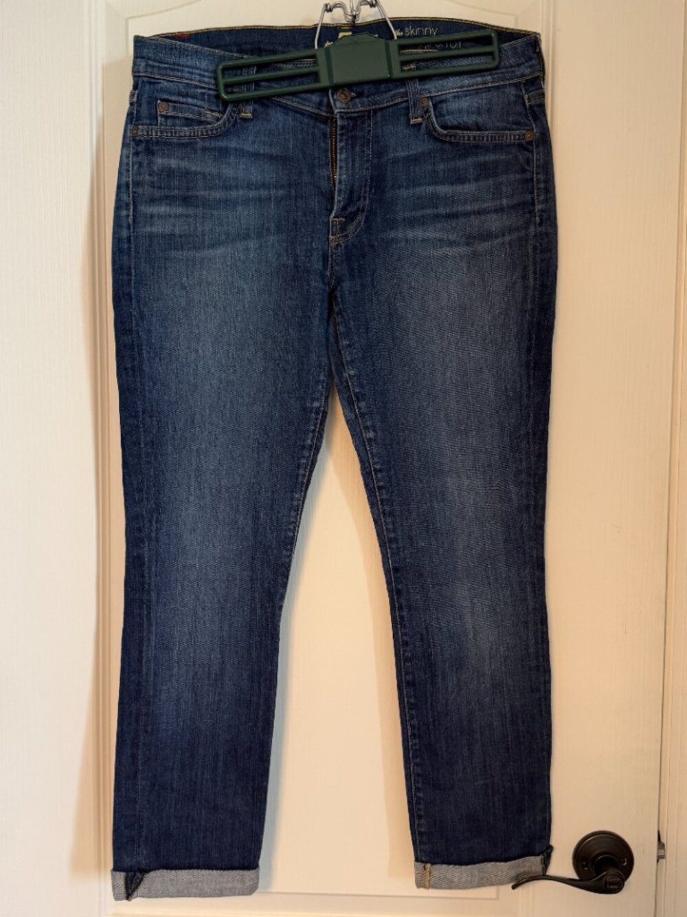 7 For All Mankind Skinny Crop & Roll Jeans - Size 31 - Midrise